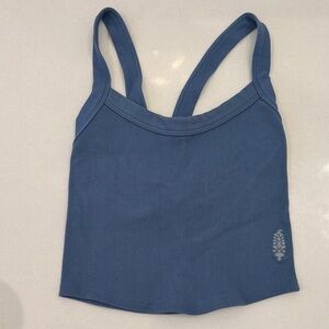 XS Free People Movement Crop Ribbed Blue Tank Top